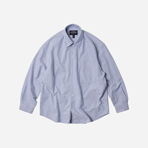 FrizmWorks Stripe Cotton Relaxed Shirt - Blue