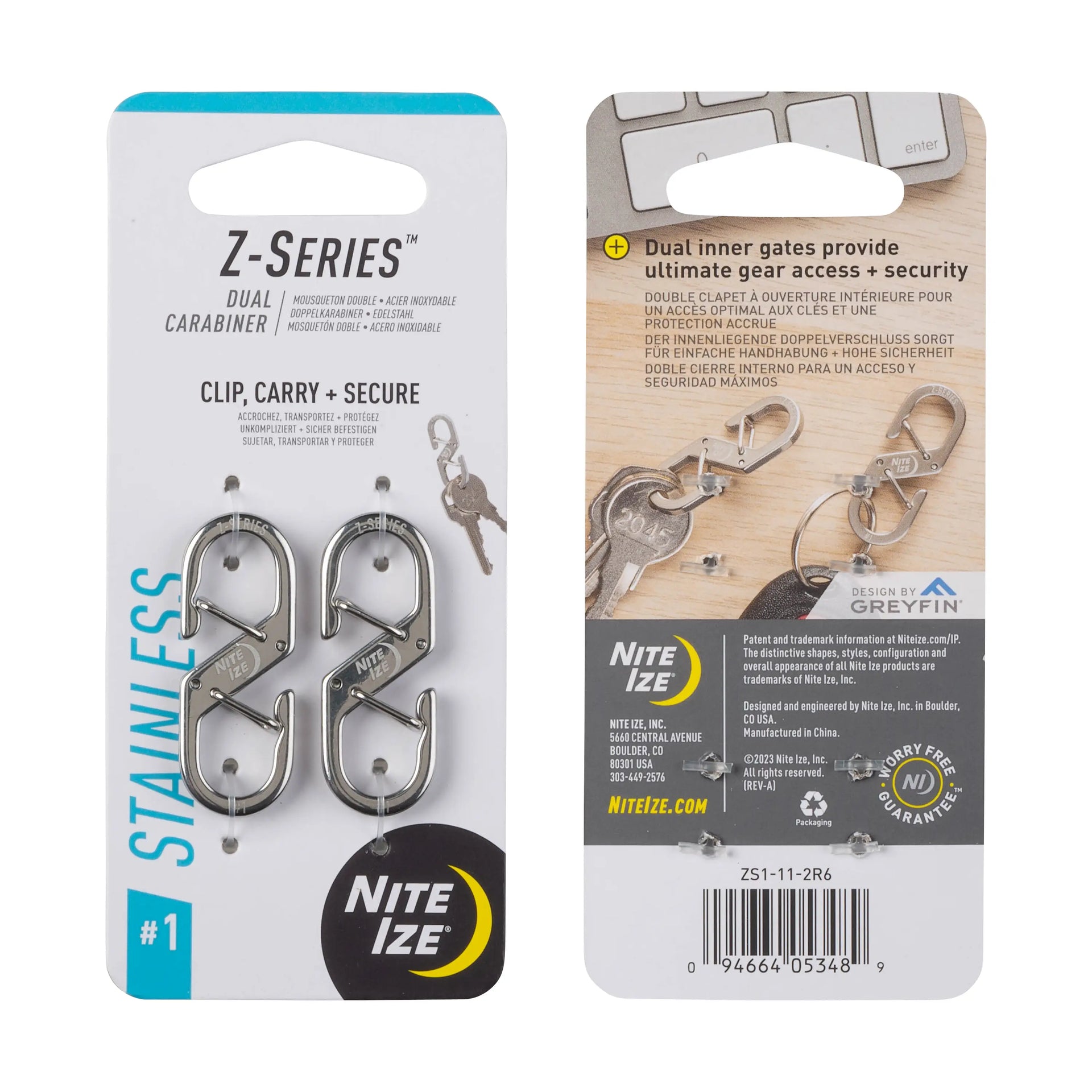 Nite Ize Z-Series Dual Carabiner #1 - 2pk Stainless – Totem Brand Co.