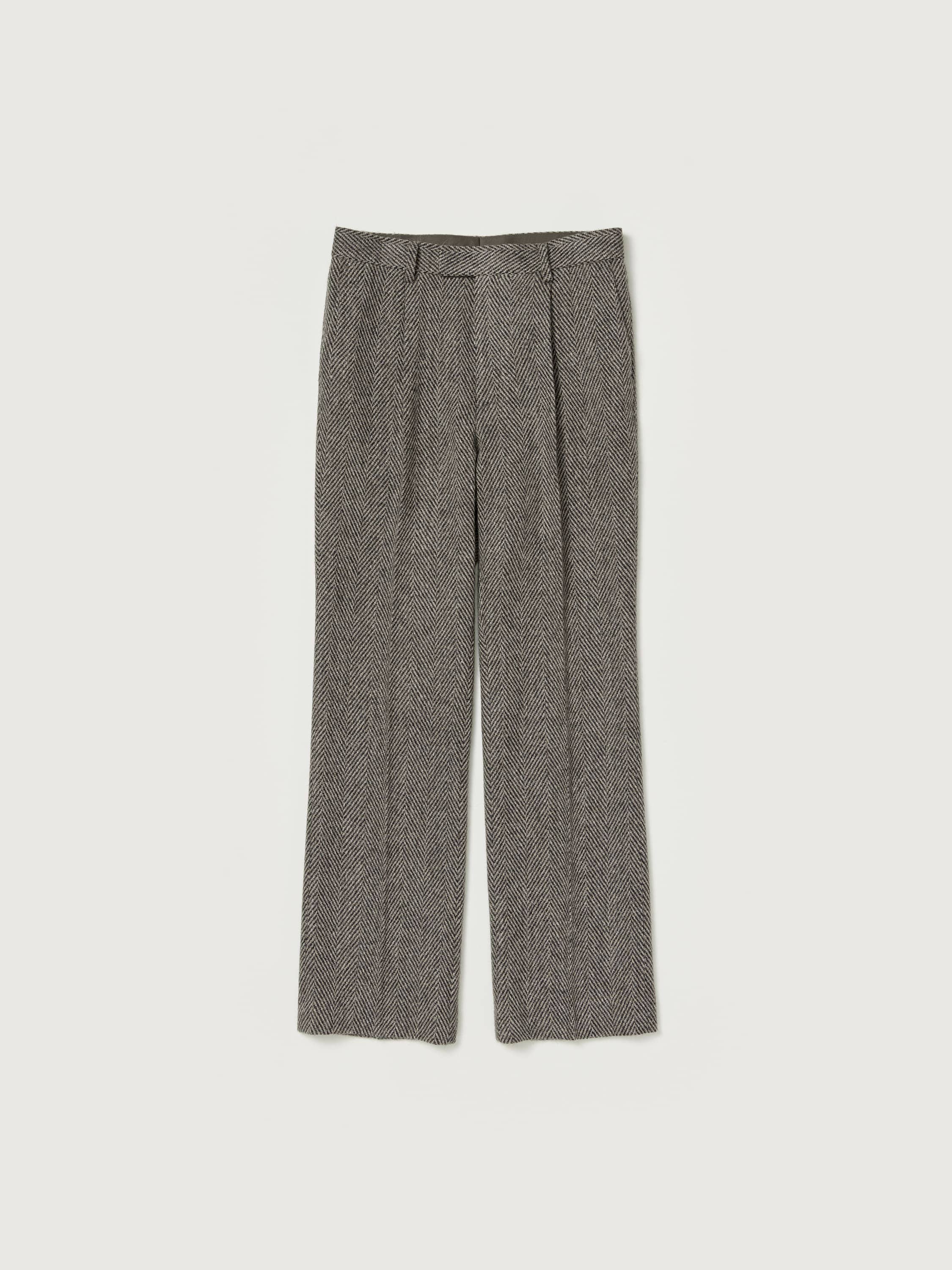 Auralee Lama Shetland Wool Tweed Slacks - Khaki Tweed - 3