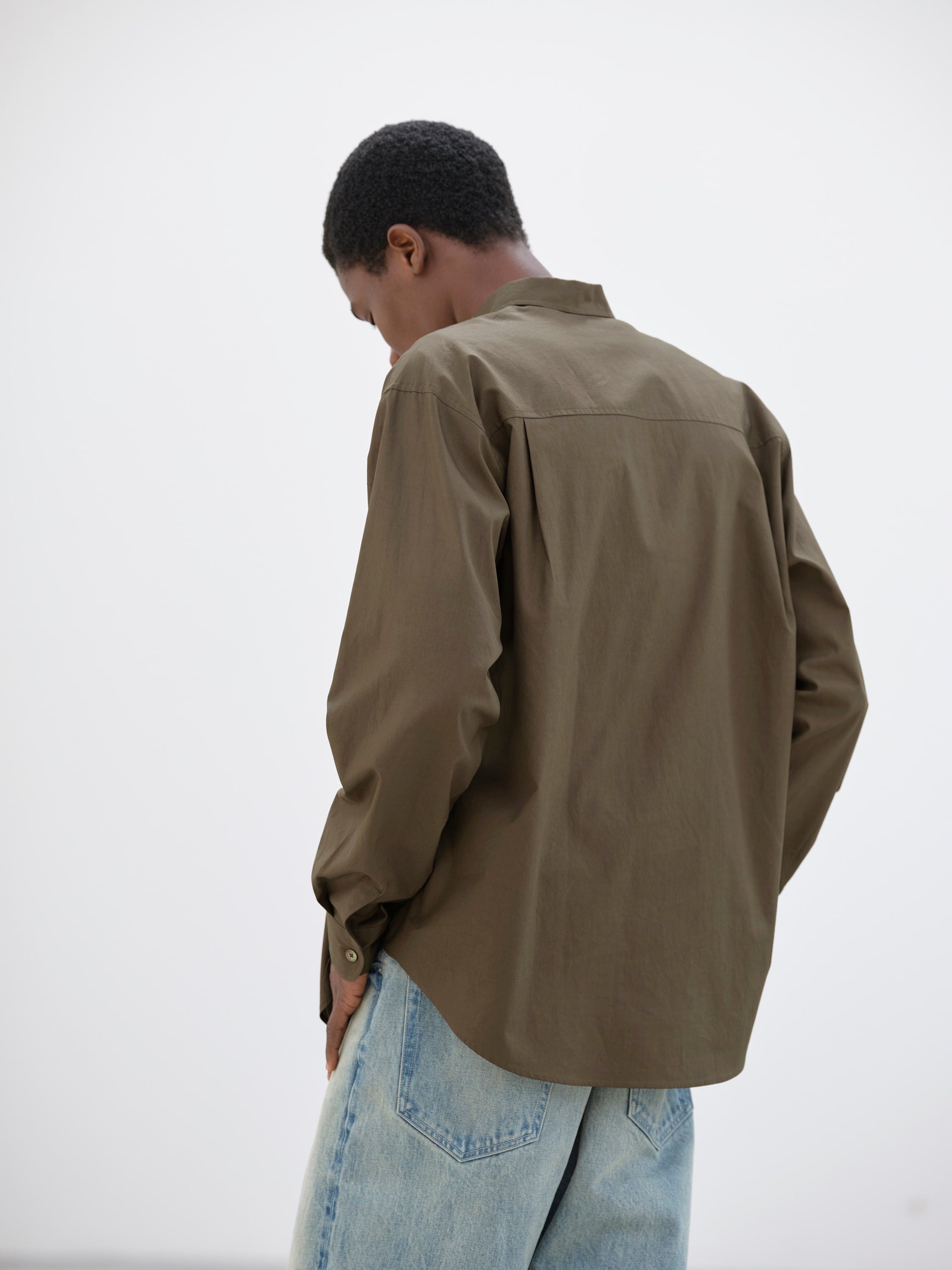 Auralee Washed Finx Twill Big Shirt - Brown - 3