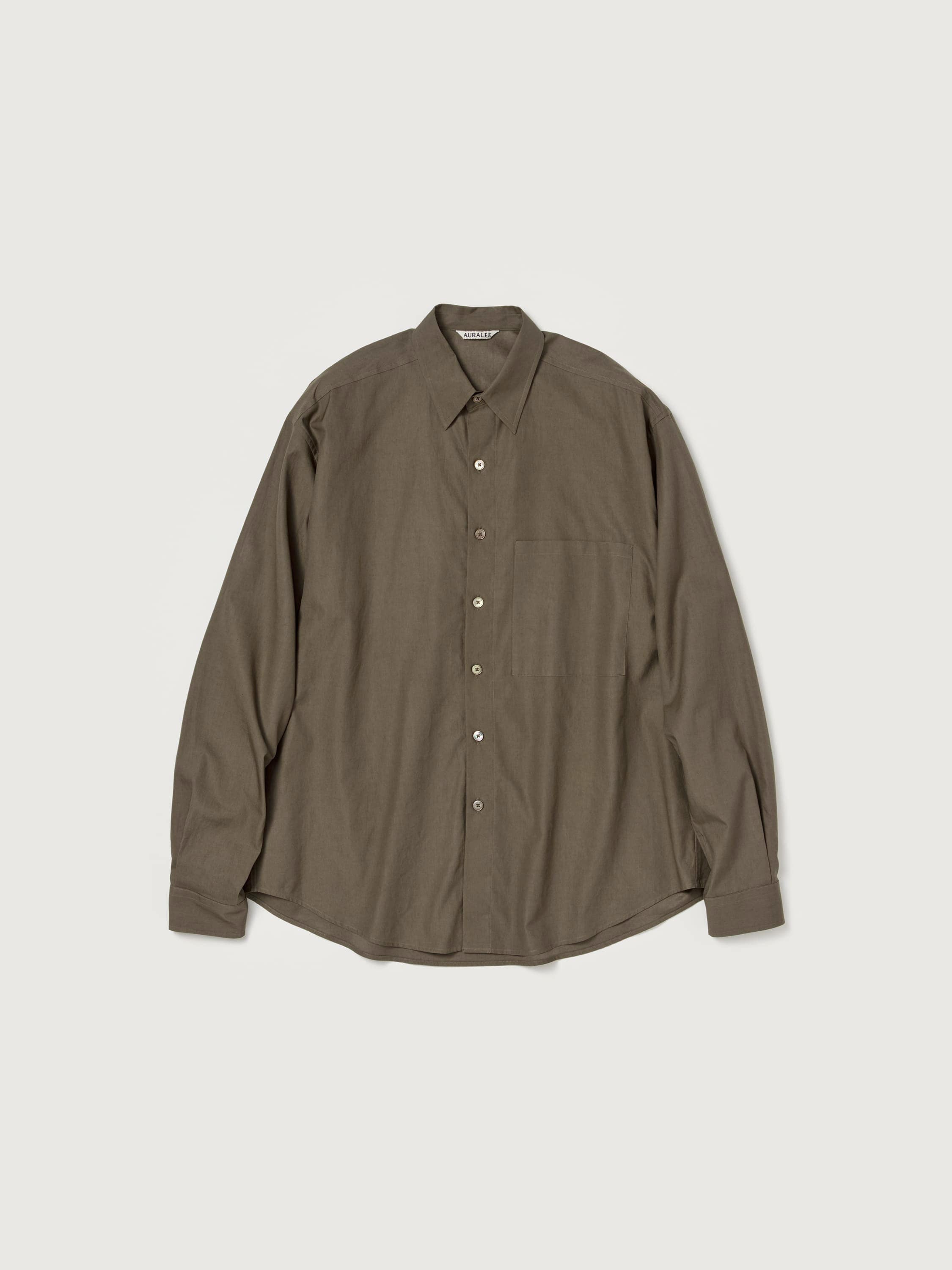 Auralee Washed Finx Twill Big Shirt - Brown - 3