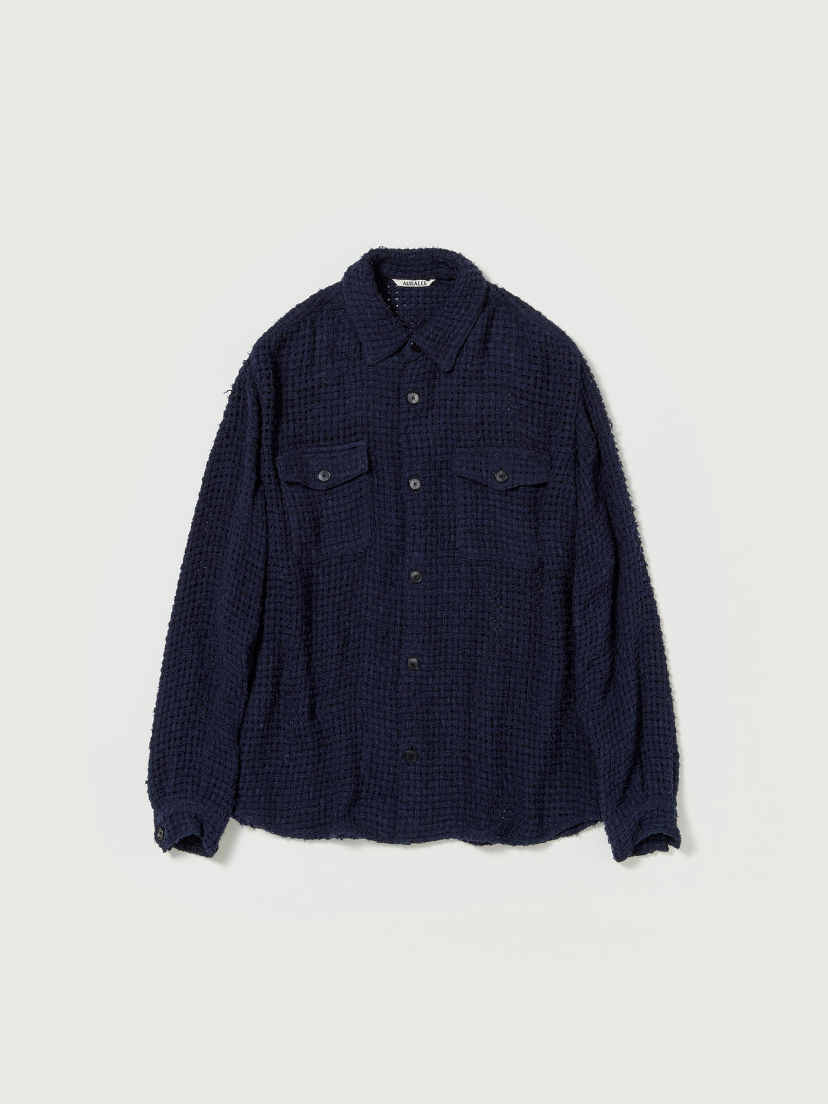 Auralee HOMESPUN SUMMER TWEED MESH SHIRT - Navy – Totem Brand Co