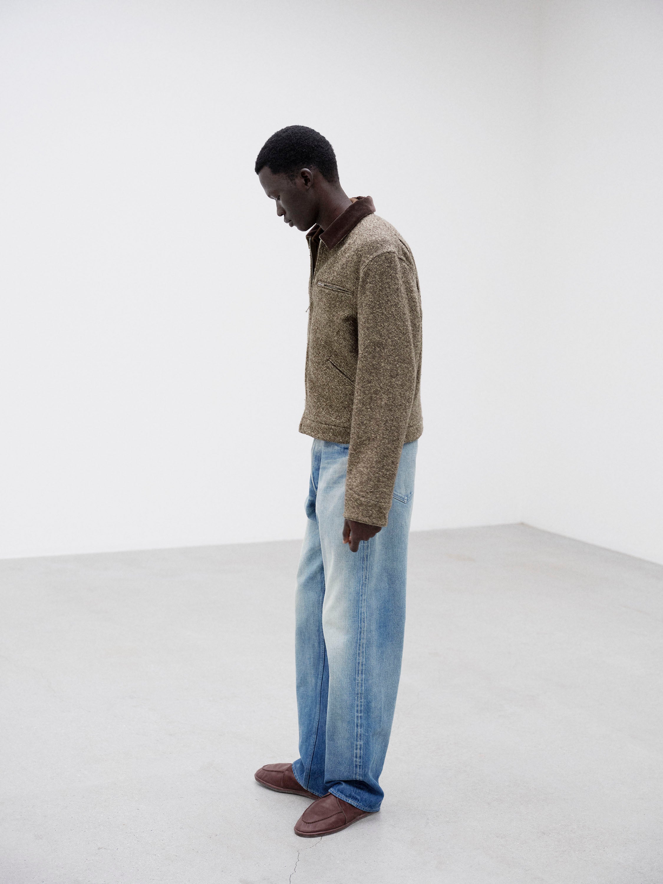 Auralee Homespun Tweed Zip Blouson - Brown – Totem Brand Co.