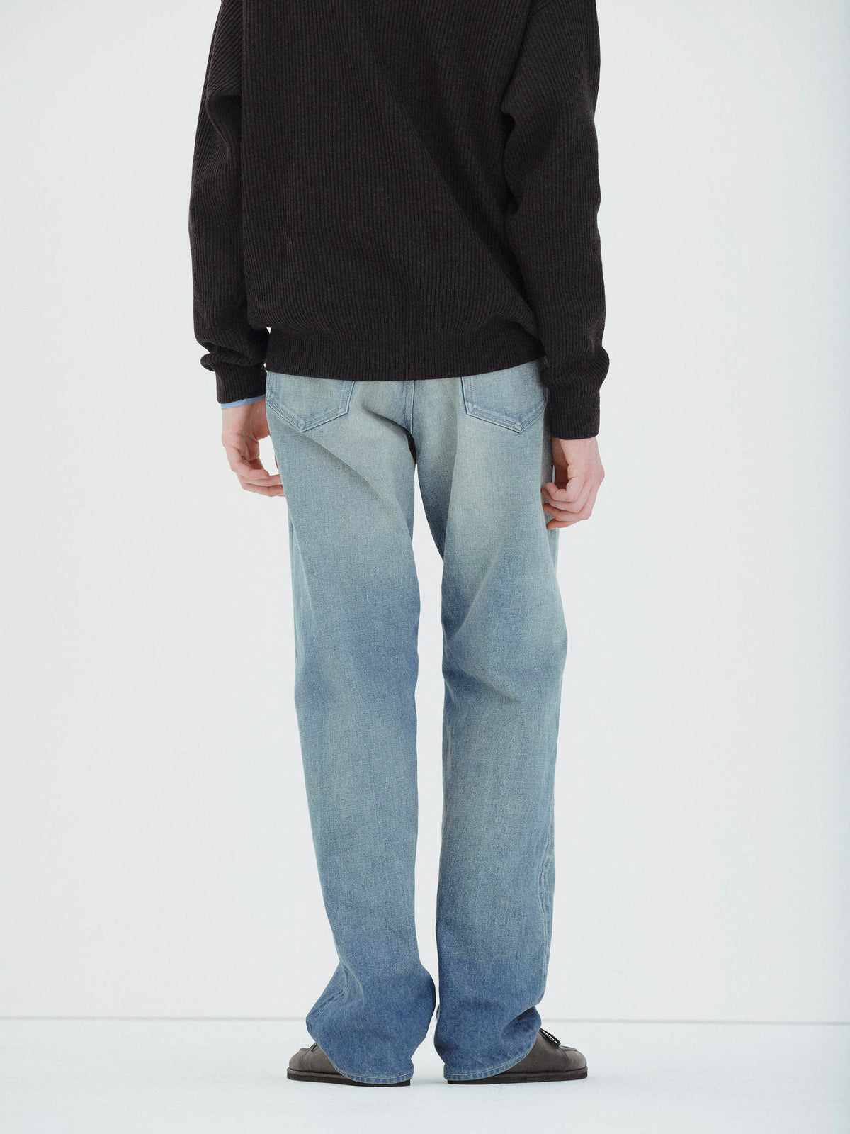 AURALEE Selvedge Faded Heavy Denim Wide Pants - FADED INDIGO 