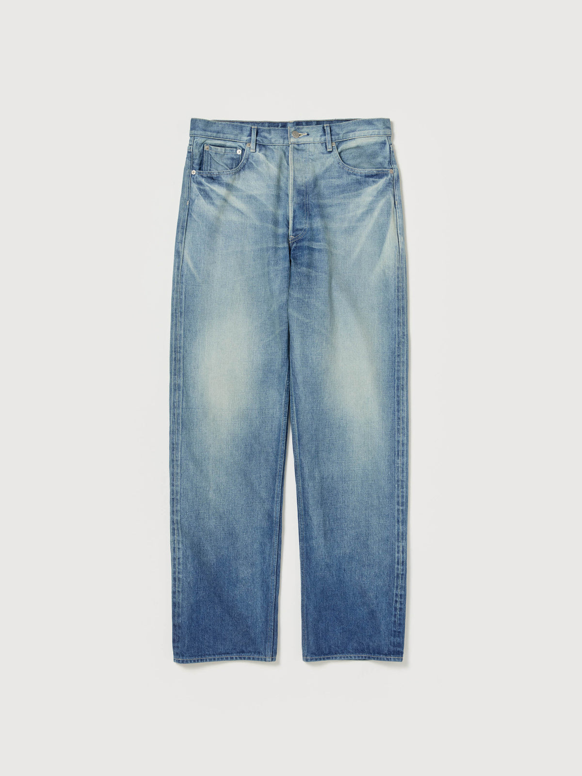 AURALEE Selvedge Faded Heavy Denim Wide Pants - FADED INDIGO 