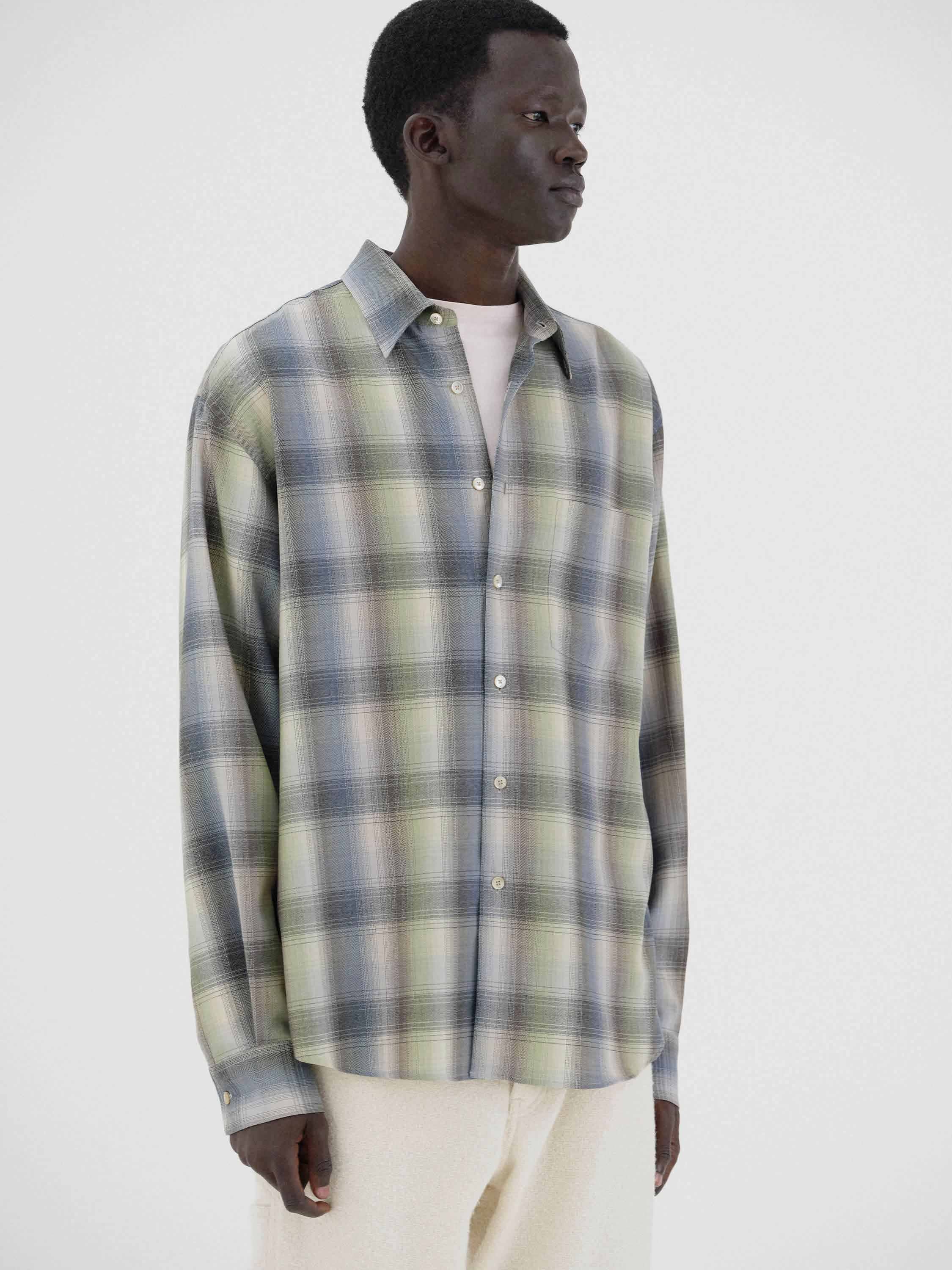 トップス AURALEE SUPER LIGHT WOOL CHECK SHIRTS 4 Auralee Super Light Wool Check Shirt in Charcoal/Grey Check