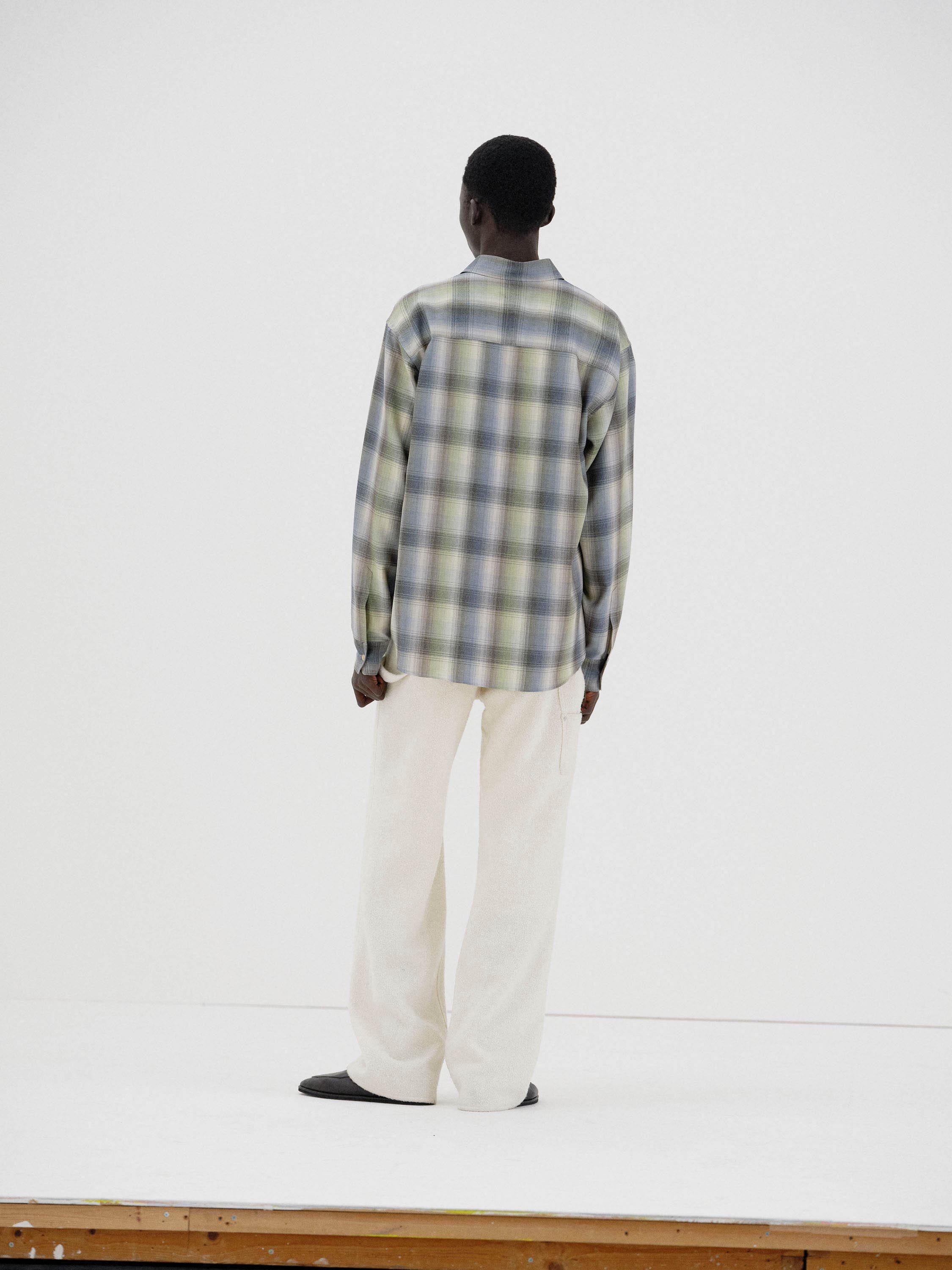トップス AURALEE Super Light Wool Check Shirt 4 Auralee Super Light Wool Check Shirt in Blue Green Check