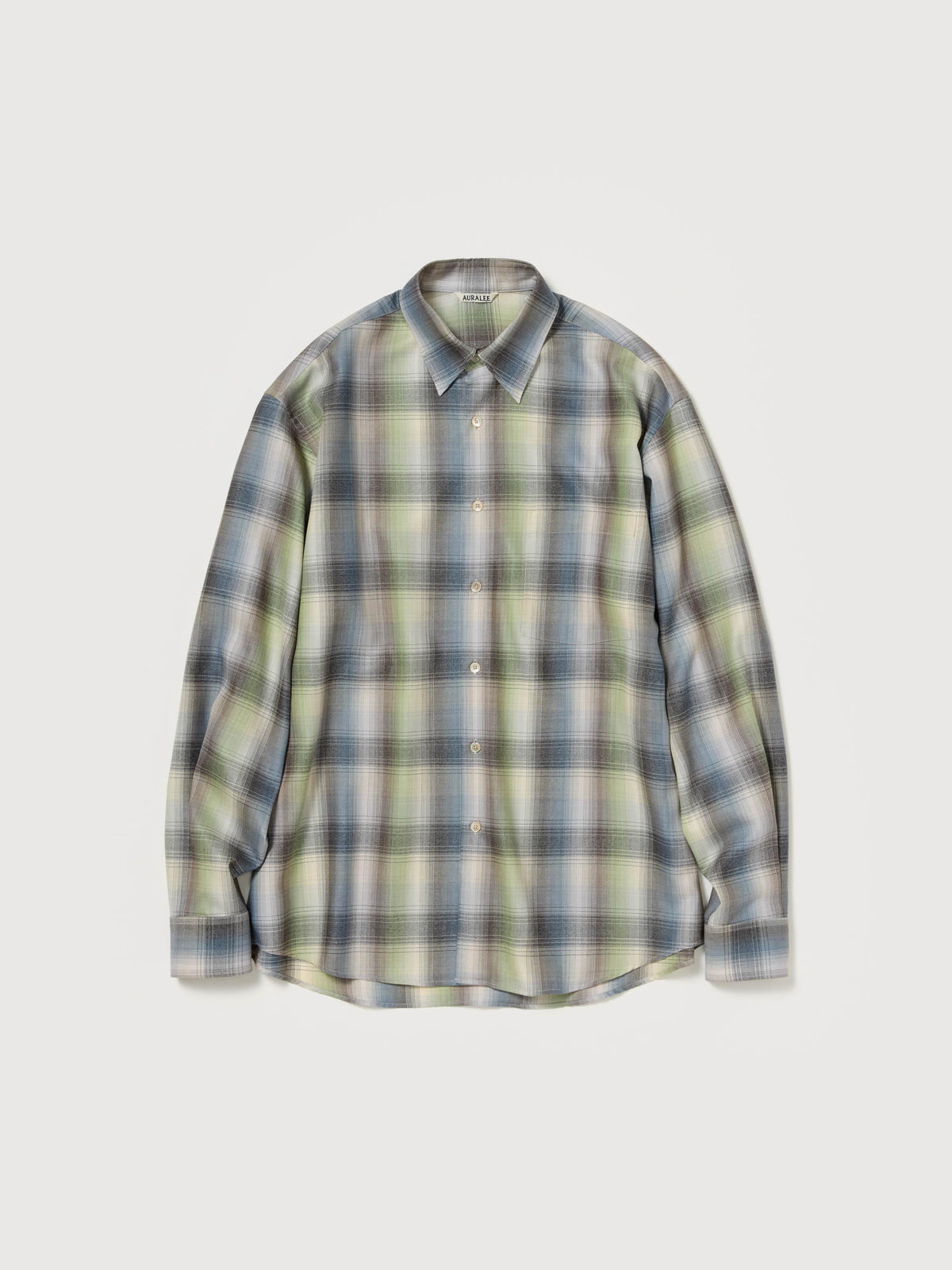 Auralee Super Light Wool Check Shirt - Blue Green Check – Totem 