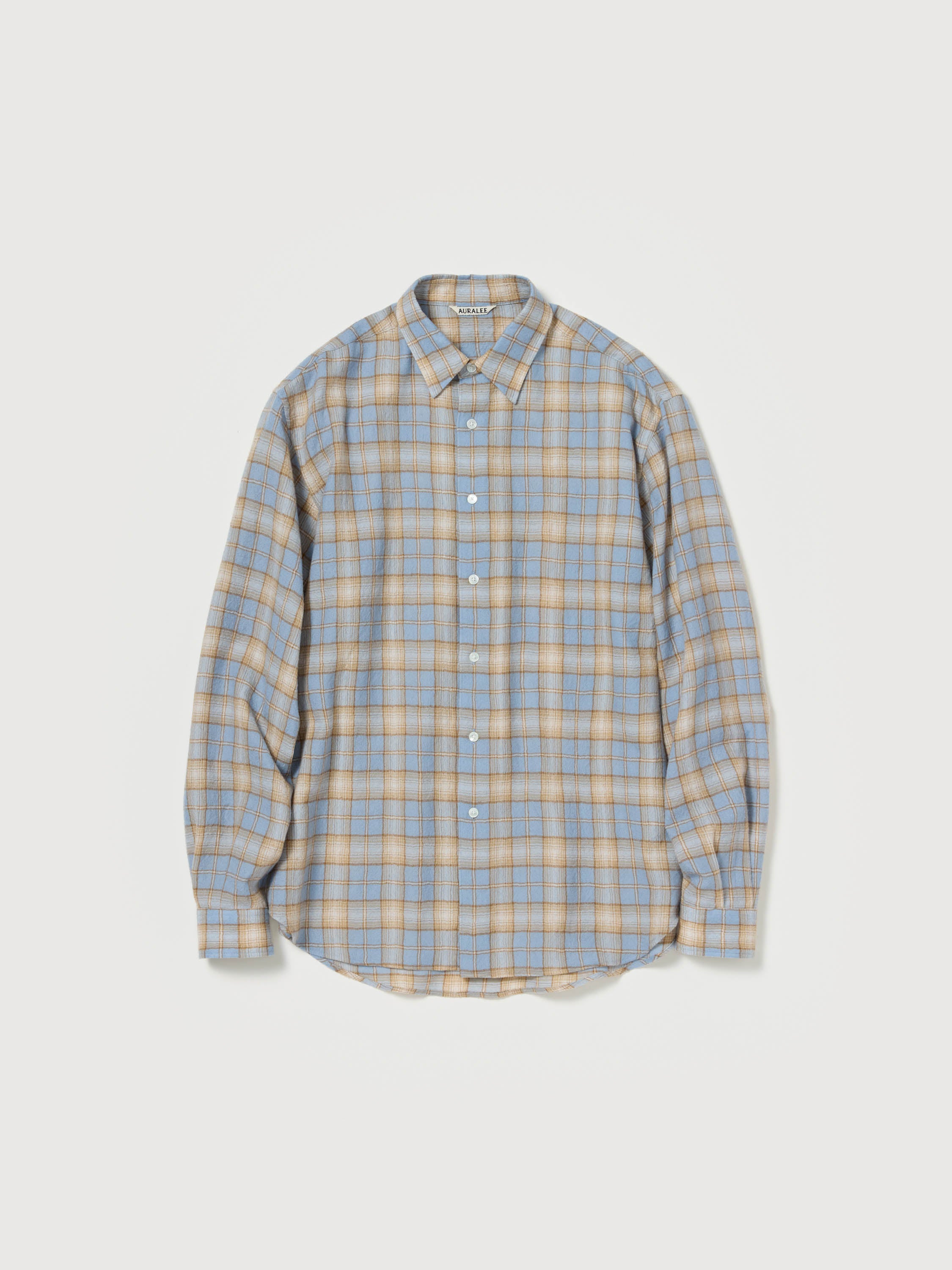 Auralee Airy Wool Check Shirt - Light Blue x Beige – Totem Brand Co.