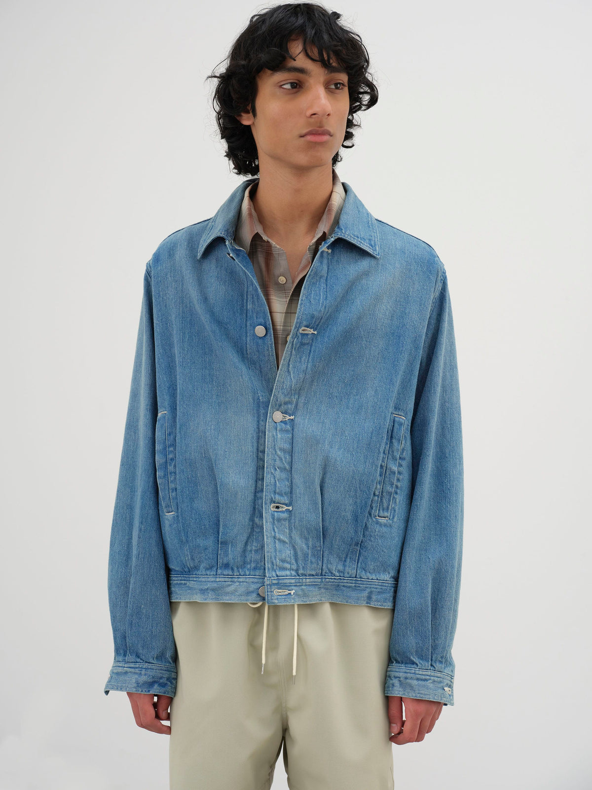 AURALEE Selvedge Faded Light Denim Blouson - LIGHT INDIGO – Totem 