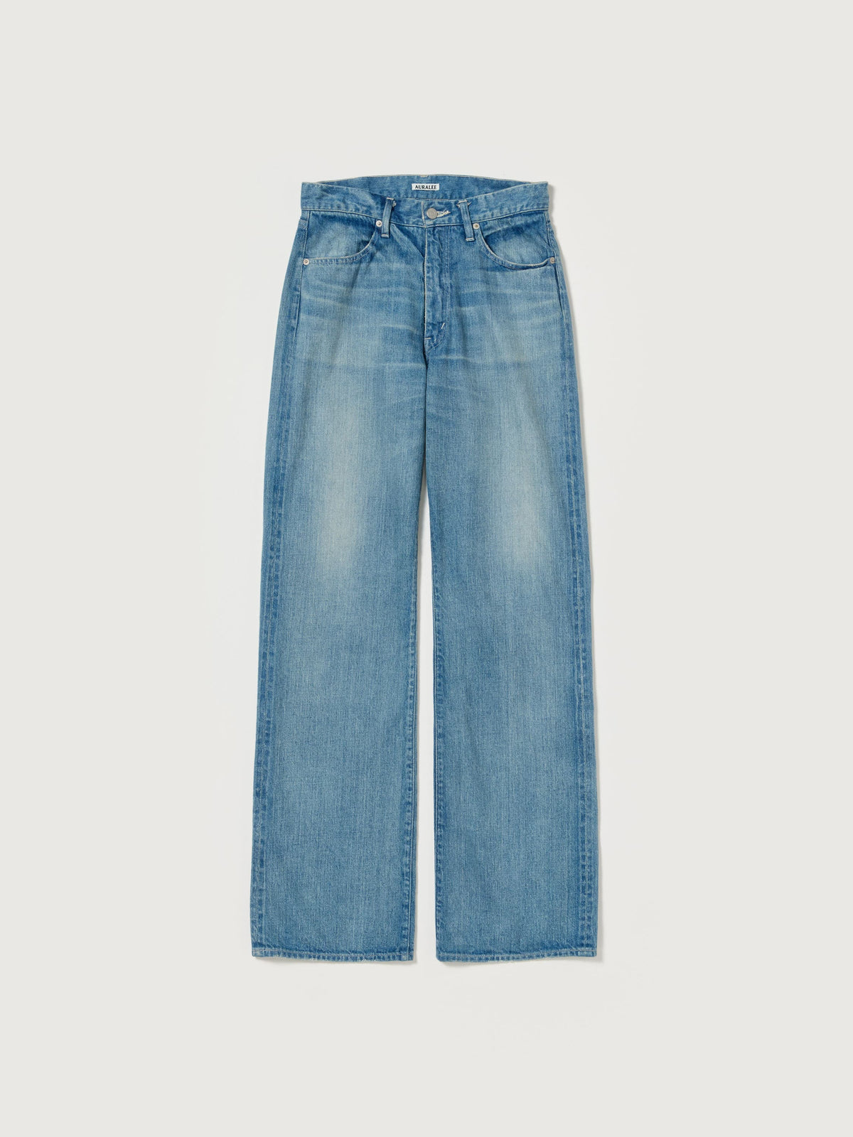 AURALEE Selvedge Faded Light Denim Wide Pants - LIGHT INDIGO 