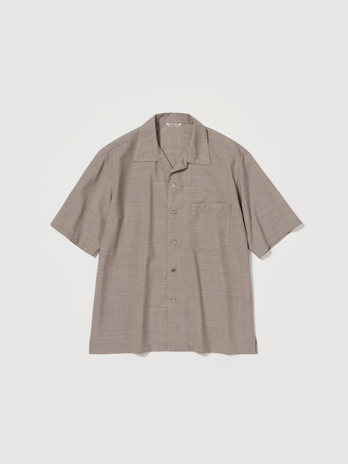 AURALEE Super Fine Tropical Wool Open Collar Half Sleeved Shirt 