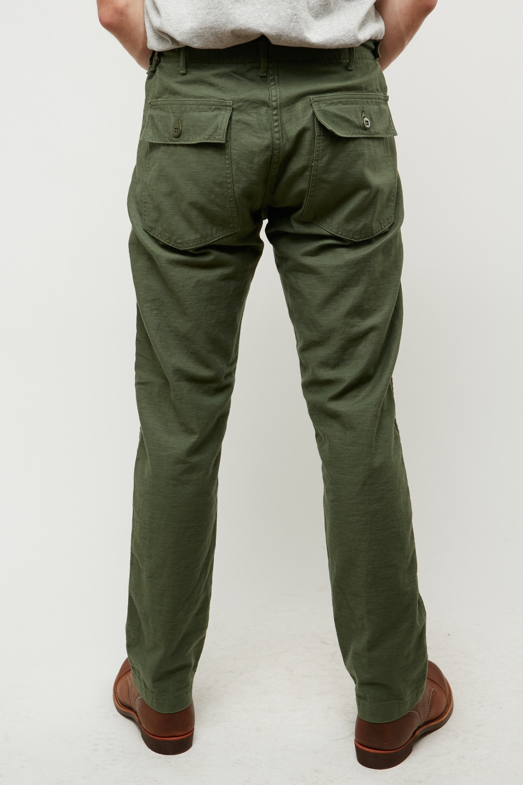 orSlow Slim Fit Fatigue Pants - Green Reverse Cotton Sateen