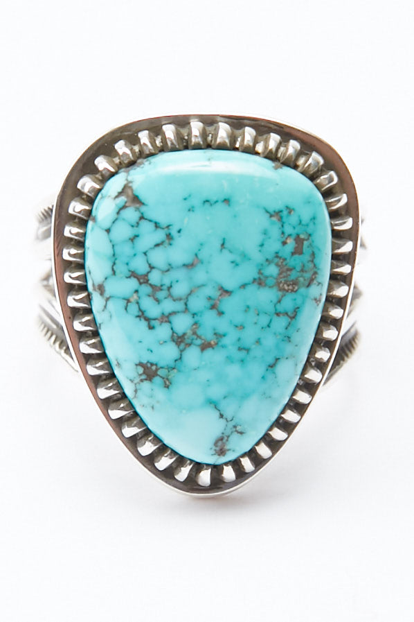 Sterling Silver Ring by Lyle Secatero - Turquoise Triangular Ring