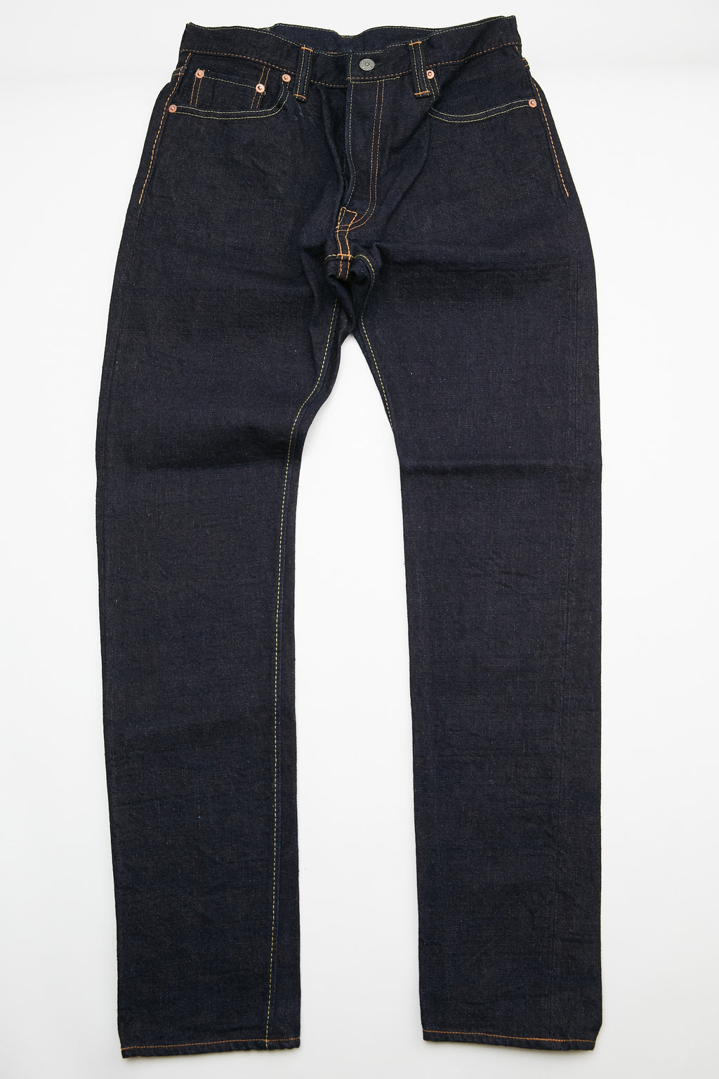 Pure Blue Japan OG-019 Men's Woven 14oz Organic Jeans + Recycled Denim Relaxed Tapered Wash - Indigo x Brown