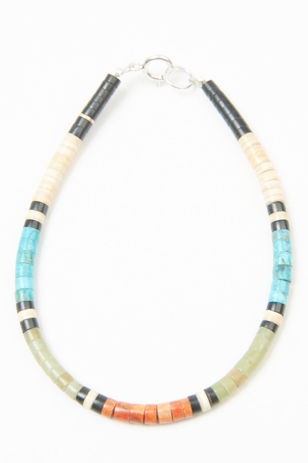 Multicolor Heishi Bracelet by Gerard & Mary Calabaza - Apple Green: Serpentine - Socorro, NM