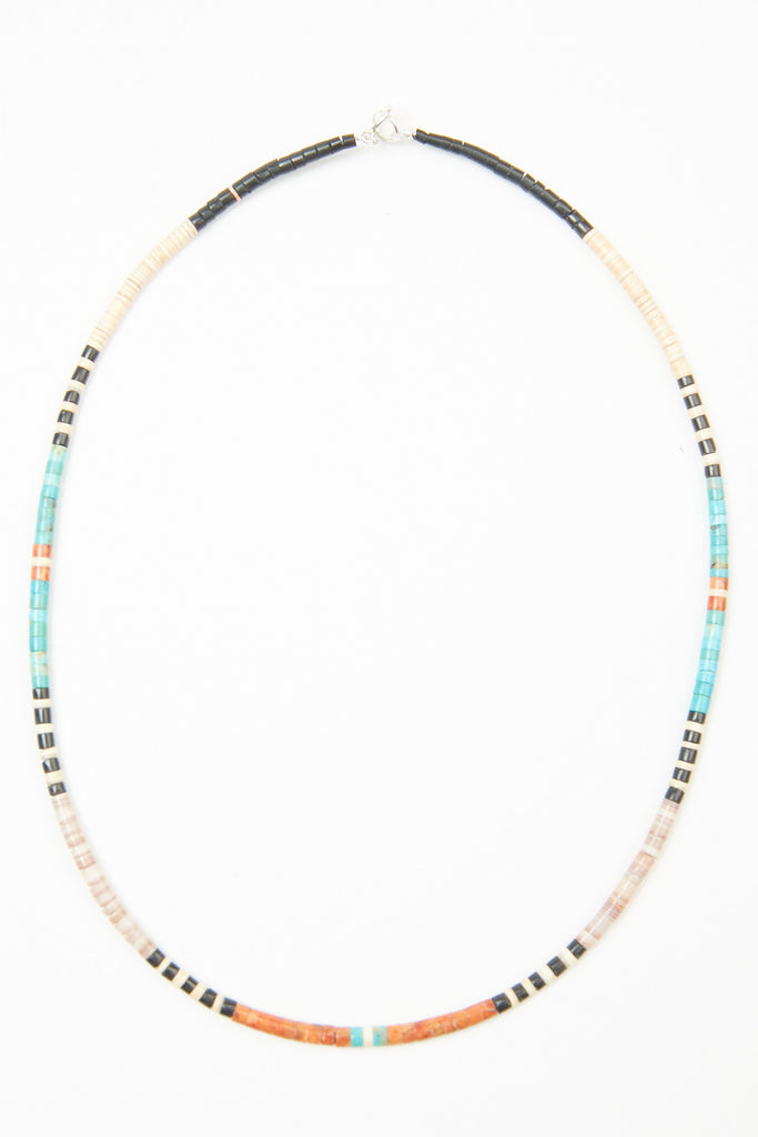 Multicolor Heishi Necklace by Gerard & Mary Calabaza - Pink: Mussel Shell - West Coast