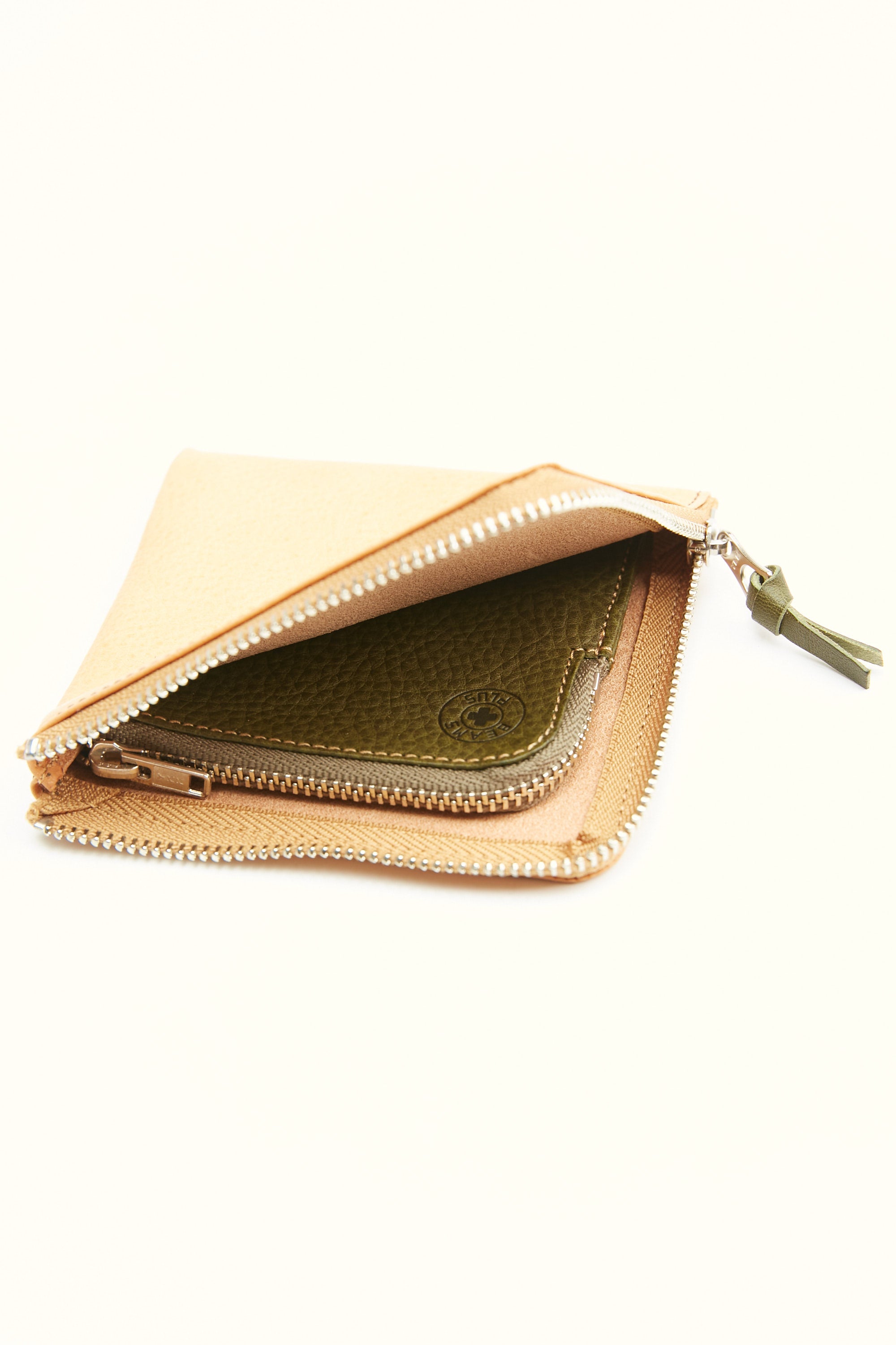 Beams Plus Double Zip Wallet - Tan/Olive (SS26) – Totem Brand Co.