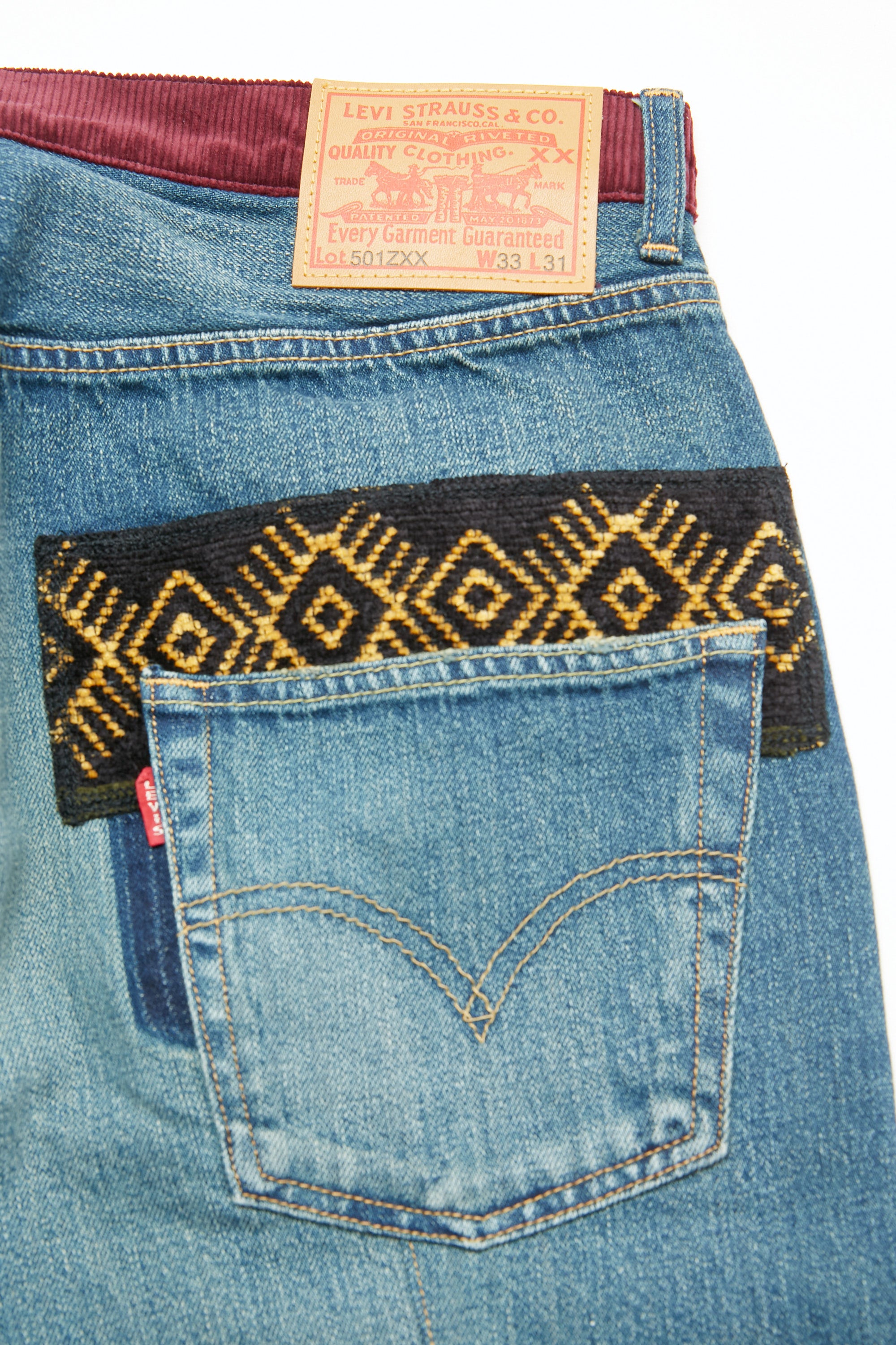 JUNYA WATANABE MAN Cotton Selvedge Denim x Multi Fabrics Mix Levi's W Name  - INDIGO X MIX