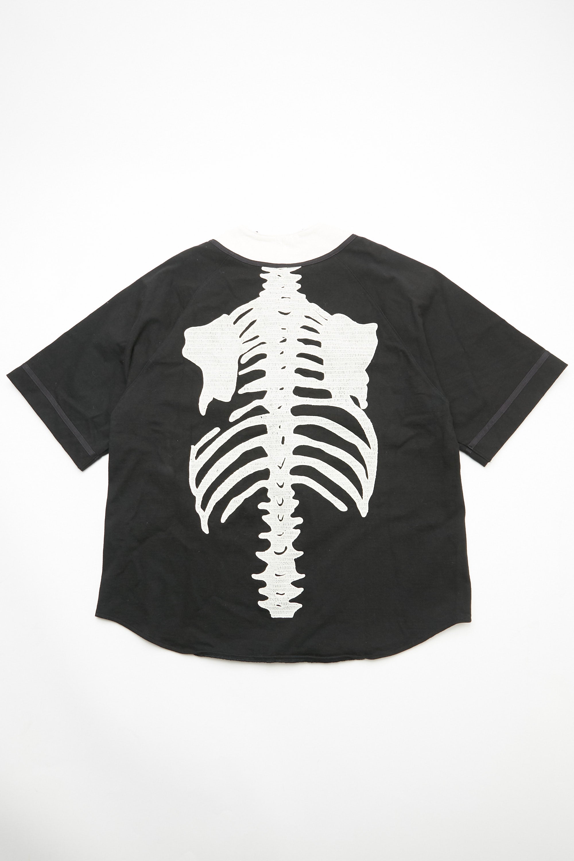 Kapital KOUNTRY 16/- Dense Jersey Baseball Shirt (BONE) - ECRU x BLACK