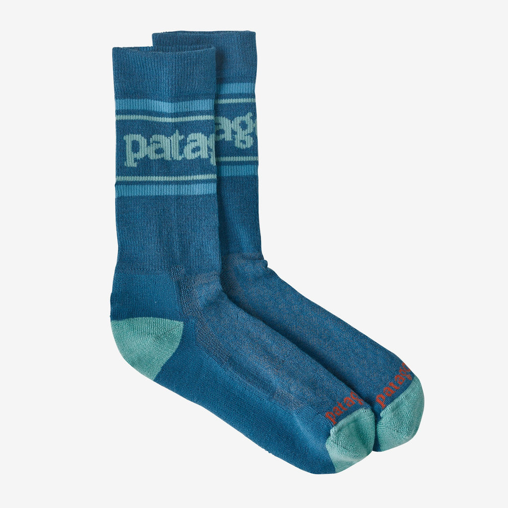 Patagonia Lightweight Merino Performance Crew Socks - Park Stripe: Wavy Blue