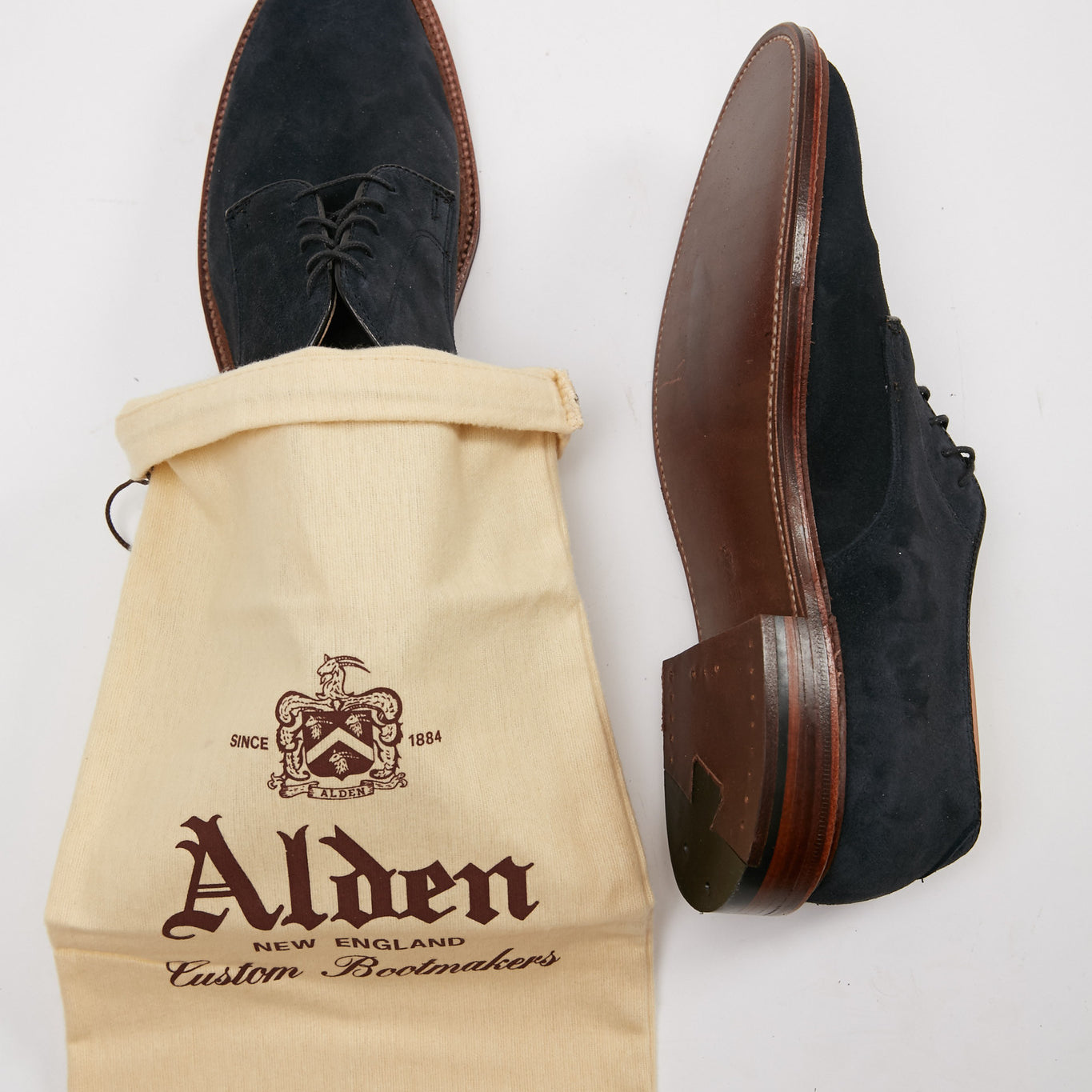 Alden Plain Toe Blucher Navy Suede #29331F - Totem Brand Co.