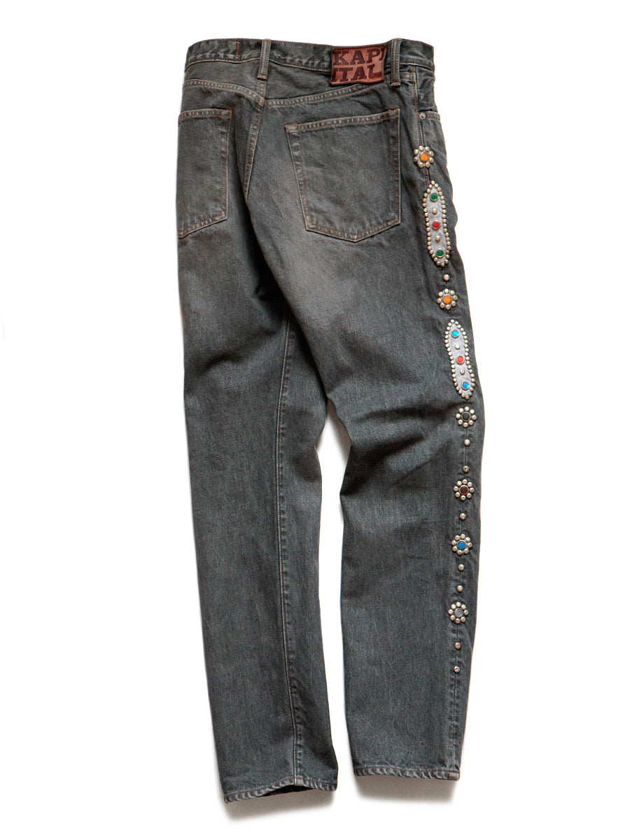 Kapital 14oz BLACK Denim 5P MONKEY CISCO (STUDS) - Black – Totem
