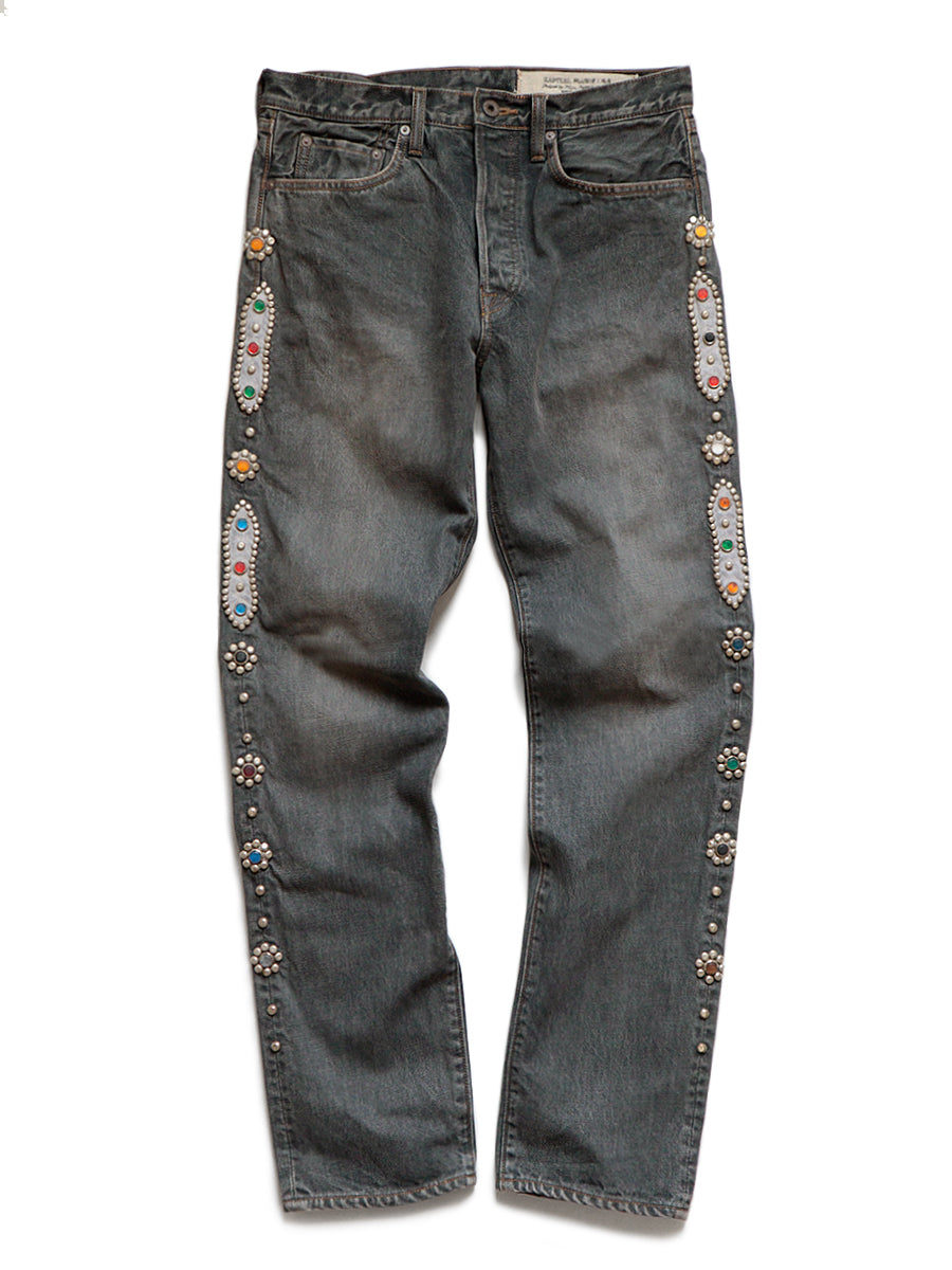 Kapital 14oz BLACK Denim 5P MONKEY CISCO (STUDS) - Black – Totem Brand Co.