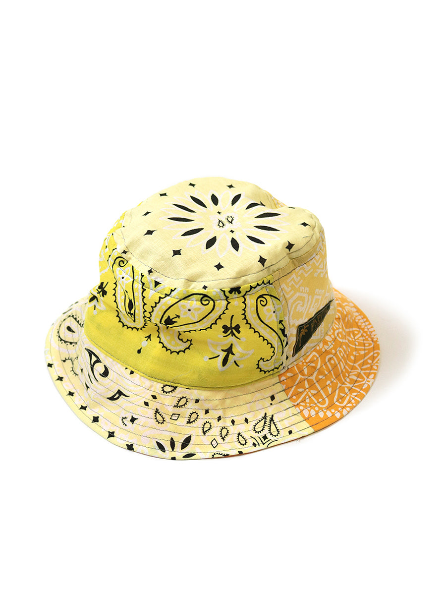 Kapital Bandana Patchwork Bucket Hat (Short Brim) - Yellow