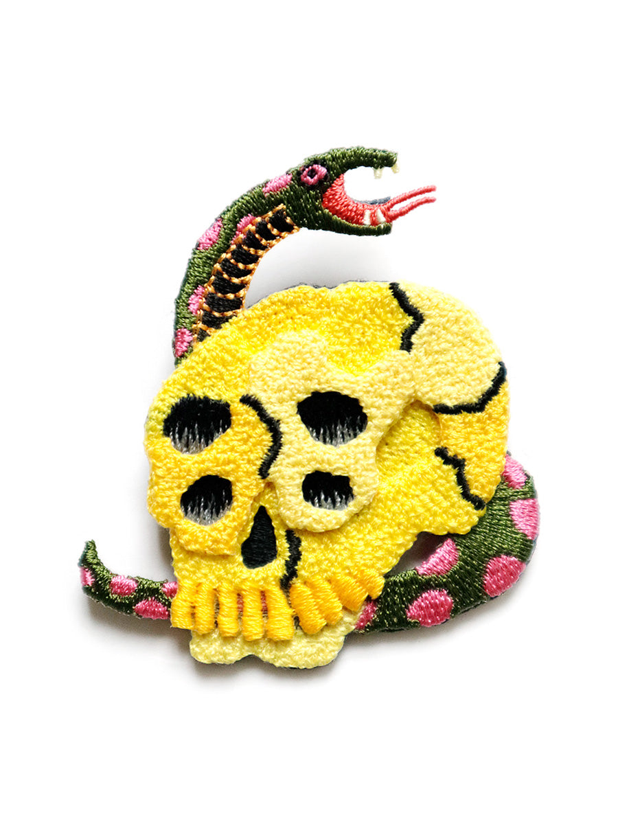 Kapital 3D embroidered pin (rain skull) - Yellow