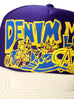 Kapital DENIM MEN LOVE CATS Trucker Cap - Purple x Kinari