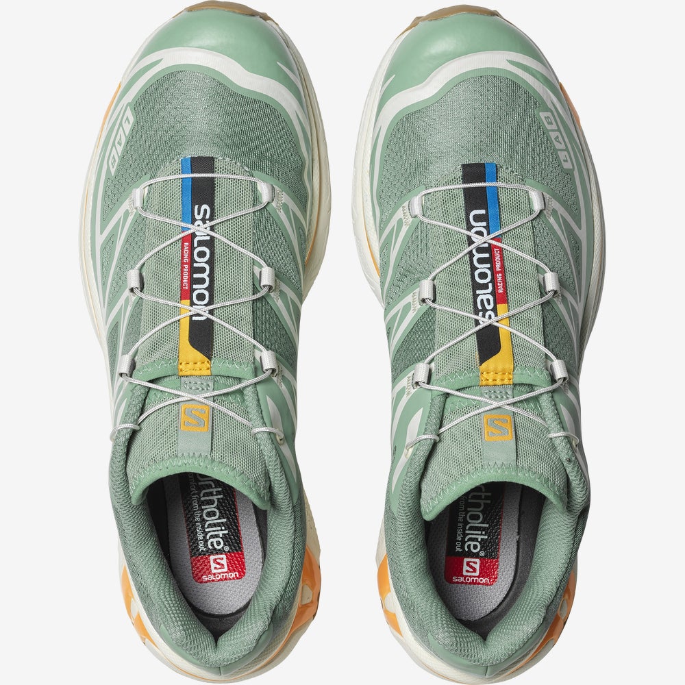 Salomon unisex XT-6 Sportstyle Shoes - Granite Green/ Aquifer/ Blazing Orange M10.5/W11.5