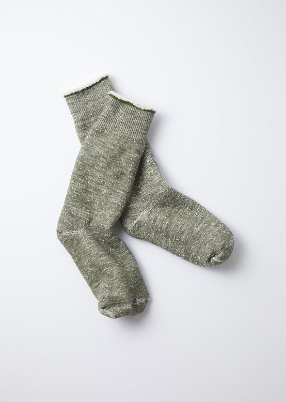 RoToTo Double Face Knit Crew Sock - Army Green